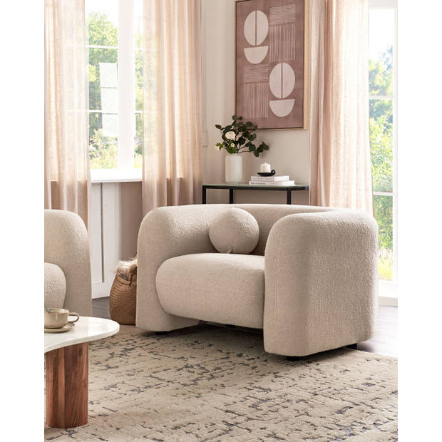 Beliani LEIREN - Fauteuil-Beige-Bouclé