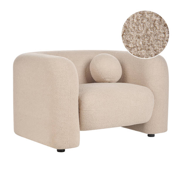 Beliani LEIREN - Fauteuil-Beige-Bouclé