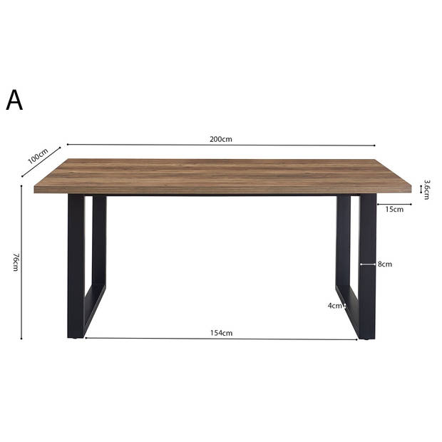 Interiax Eettafel 'Oliver' 200 cm Decor Mango