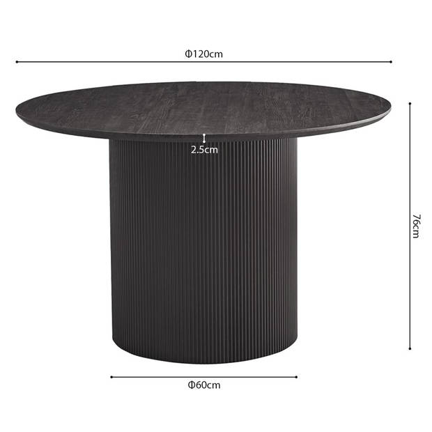 Interiax Eettafel 'Rayan' 120 cm Rond Decor Donkerbruin