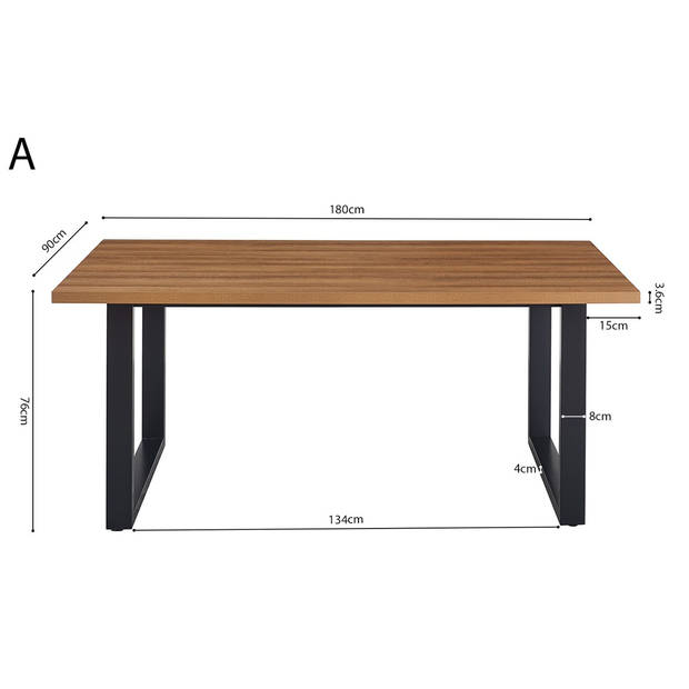 Interiax Eettafel 'Oliver' 180 cm Decor Oude Eik