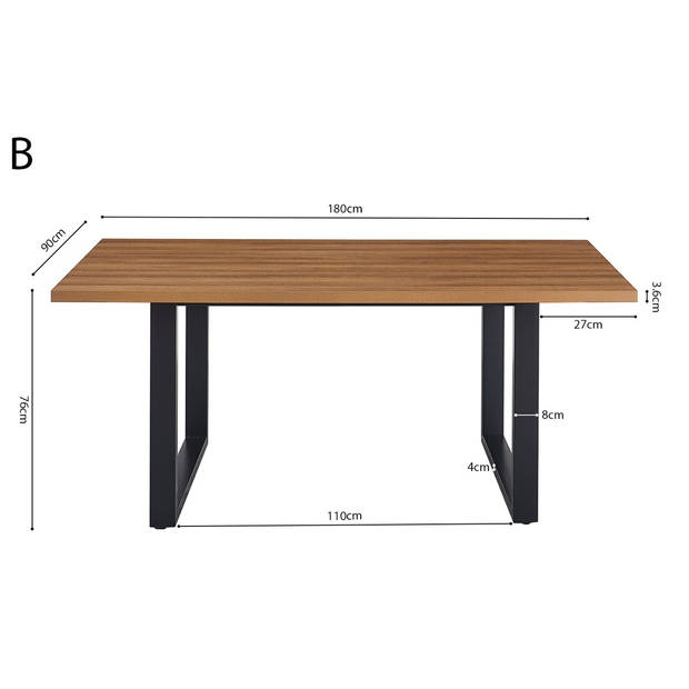 Interiax Eettafel 'Oliver' 180 cm Decor Oude Eik