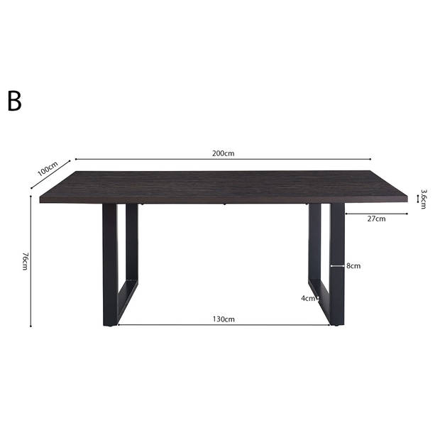 Interiax Eettafel 'Oliver' 200 cm Decor Donkerbruin