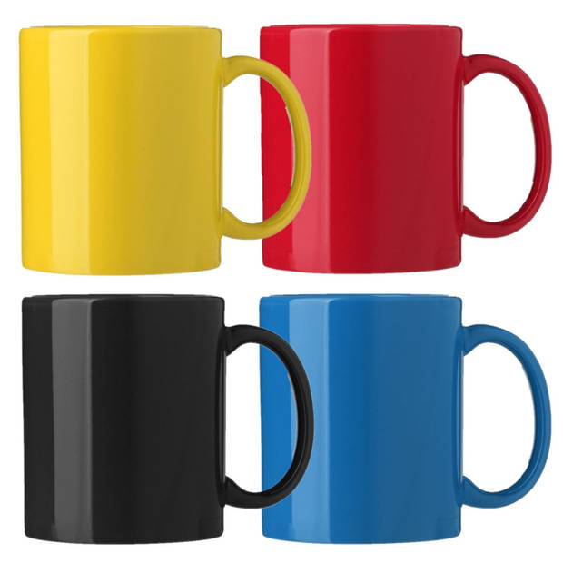 Bellatio Design Koffie mokken/bekers Nantes - 4x - keramiek - multi kleuren - 300 ml - Bekers