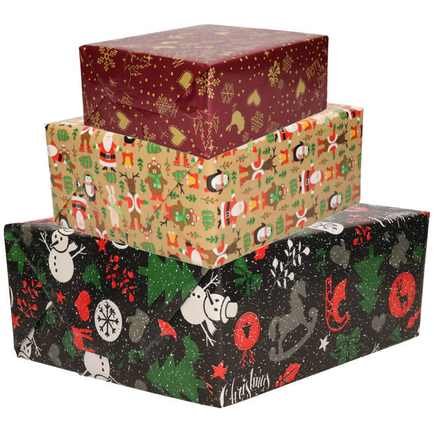 6x Rollen Kerst inpakpapier/cadeaupapier 2,5 x 0,7 meter - Cadeaupapier