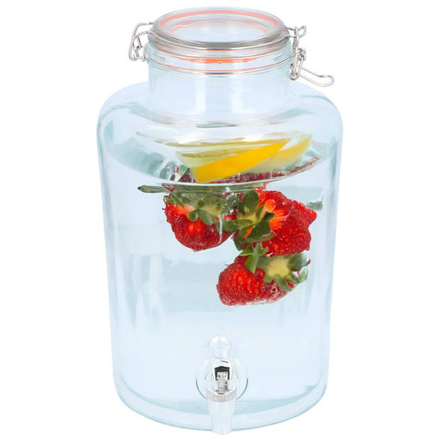 Drank dispenser/limonadetap - 2x - 8 liter - glas - met kraantje - Drankdispensers