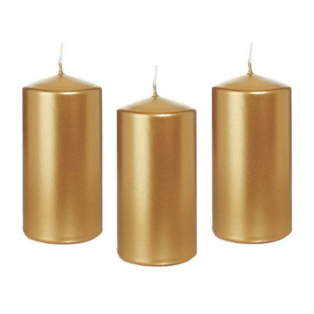 8x Kaarsen goud 6 x 12 cm 40 branduren sfeerkaarsen - Stompkaarsen