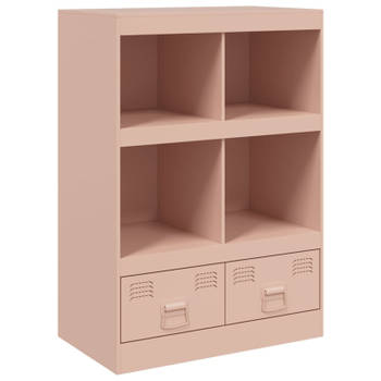 vidaXL Hoge kast 67x39x95 cm staal roze