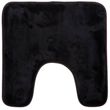 5Five Badkamerkleedje/wc badmat tapijt - memory foam - zwart - 48 x 48 cm - Badmatjes