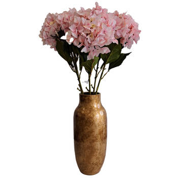 DK Design Kunstbloemen boeket Hortensias - 5 stelen - lichtroze - 109 cm - Kunst zijdebloemen - Kunstbloemen