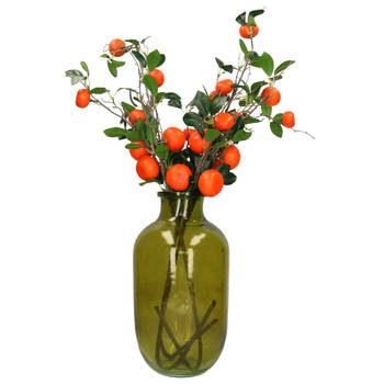 DK Design Kunstbloem citrusfruit tak mandarijn/clementine - 90 cm - oranje - kunst zijdebloemen - Kunstbloemen