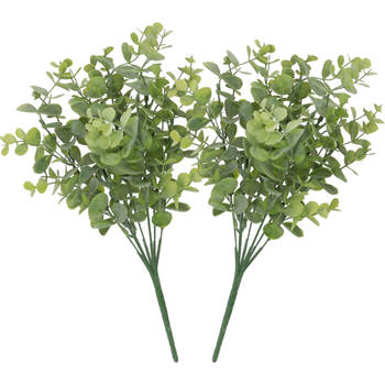 DK Design Kunstbloem Eucalyptus tak bundel - 2x - 33 cm - groen - Kunstbloemen