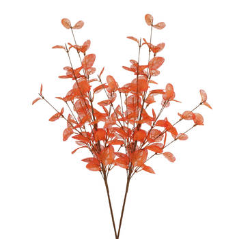 DK Design Kunstbloem Eucalyptus tak Silk - 2x - 72 cm - oranje - Kunstbloemen
