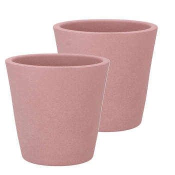 DK Design bloempot/plantenpot - 2x - Vinci - lichtroze mat - voor kamerplant - D16 x H18 cm - Plantenpotten