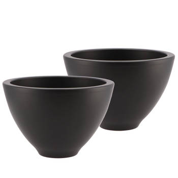 DK Design bloempot/plantenpot - 2x - Vinci - zwart mat - voor kamerplant - D15 x H23 cm - Plantenpotten