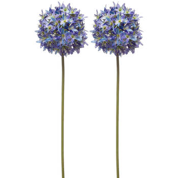 Emerald Allium/Sierui kunstbloem - 2x - losse steel - blauw - 60 cm - Natuurlijke uitstraling - Kunstbloemen
