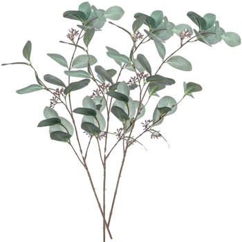 Emerald Kunstbloem Eucalyptus tak - 3x - 73 cm - groen - Kunstbloemen