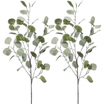 Emerald Kunstbloem Eucalyptus tak - 2x - 87 cm - groen - Kunstbloemen