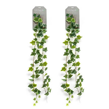 Emerald Klimop/Hedera kunstplant slinger - 2x - groen/wit - 180 cm - Kunstplanten