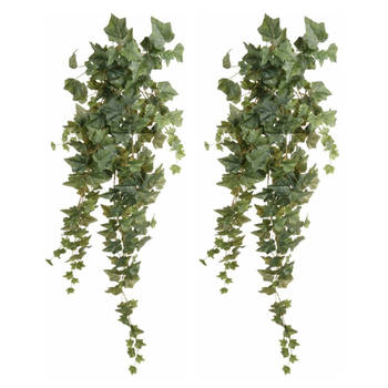 Emerald kunstplant/hangplant - 2x - Klimop/hedera - groen - 100 cm lang - Kunstplanten