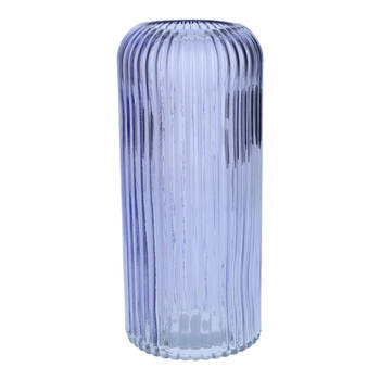 Bellatio Design Bloemenvaas - lavendel paars - transparant glas - D10 x H25 cm - Vazen