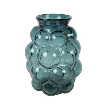 Countryfield Bloemenvaas Bubblegum Large - transparant glas - petrol blauw - D21 x H30 cm - vaas - Vazen