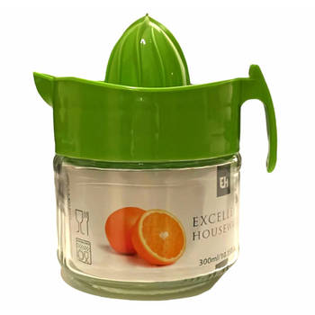 Excellent Houseware Sinaasappelpers/citruspers Mini - Handmatig - kunststof - 15 x 12 cm - groen - Citruspersen