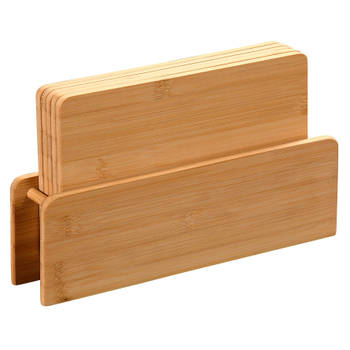 Kesper Broodplankjes met houder - set 5x stuks - bamboe hout - 24 x 15 cm - Snijplanken