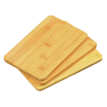 Kesper Ontbijtplankjes set 3x stuks - bamboe hout - 22 x 14 cm - lichtbruin - Snijplanken
