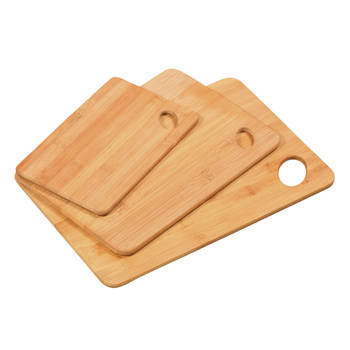 Kesper Keuken voedsel bereiden snijplanken - set 3x stuks - bamboe hout - verschillende formaten - Snijplanken