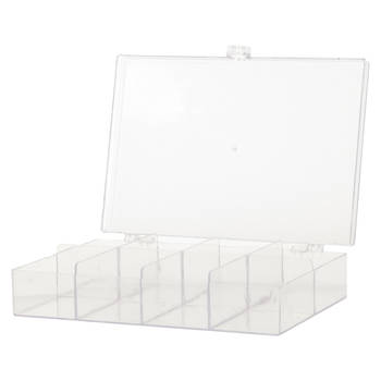Gerimport opbergkoffertje/opbergdoos/sorteerbox - 8-vaks - kunststof - transparant - 15 x 10 x 3 cm - Opbergbox