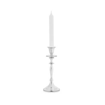 Giftdecor Kaarsen kandelaar van decoratief metaal - voor dinerkaarsen - zilver - D9 x H23 cm - kaars kandelaars