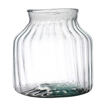 Hakbijl Glass Bloemenvaas Organic - transparant - eco glas - D21 x H20 cm - Melkbus vaas - Vazen