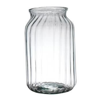 Hakbijl Glass Bloemenvaas Organic - transparant - eco glas - D18 x H30 cm - Melkbus vaas - Vazen