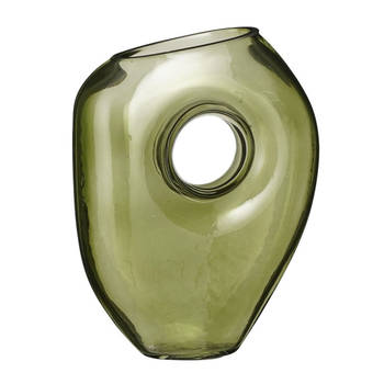 Mica Decorations Bloemenvaas Jay - groen transparant glas - 18 x 7,5 x 22 cm - decoratieve vaas - Vazen