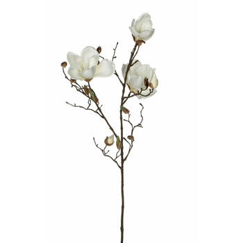 Mica Decorations Kunstbloem Magnolia tak - 90 cm - wit - Kunst zijdebloemen - Kunstbloemen