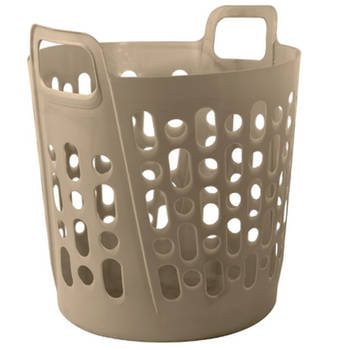 Flexibele wasmand - beige - 45 liter - kunststof - 41 x 44 x 48 cm - Wasmanden