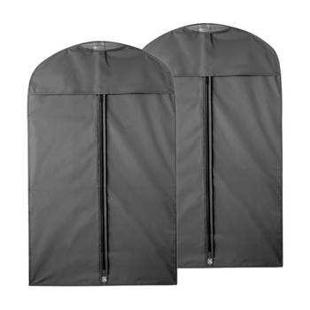 Reis kledinghoes met rits - 2x - zwart - kunststof - 100 x 60 cm - kleding netjes houden - Kledinghoezen