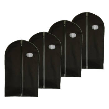 Reis kledinghoes met rits - 4x - zwart - kunststof - 100 x 60 cm - kleding netjes houden - beschermhoes - Kledinghoezen