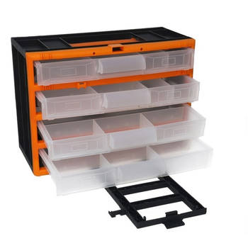 Opberg/hobby/DHZ artikelen sorteer bakjes kastje - 4 lades met vakjes - kunststof - 31 x 16 x 22 cm - Opbergbox