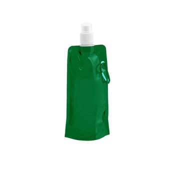 Drinkfles - groen - navulbaar - opvouwbaar met haak - 400 ml - festival/outdoor - Bidons