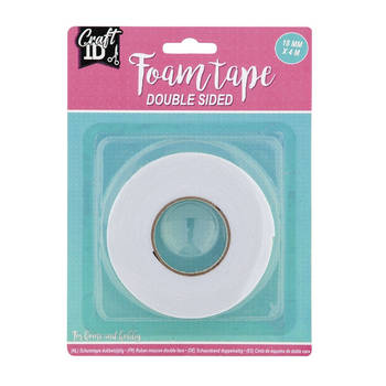 Dubbelzijdig tape/plakband - wit - 1x rolletje van 400 cm - 18 mm breed - Tape (klussen)