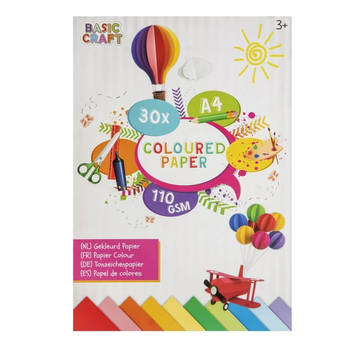 Gekleurd papier - 30 vellen - A4-formaat - knutselpapier/tekenpapier - Schetsboeken