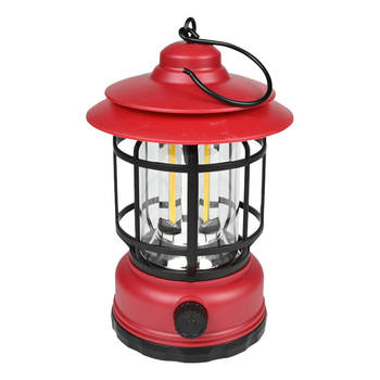 Benson Stormlantaarn - rood - oplaadbaar - dimbaar - 17 x 10 cm - retro campinglamp - Lantaarns