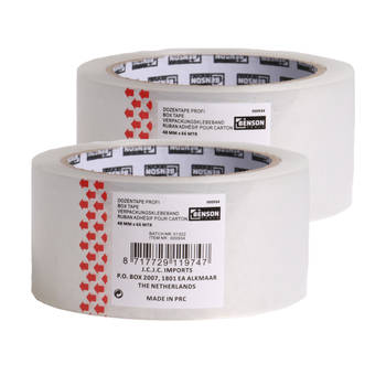 Benson Verpakkingstape - 2x - transparant - 48mm x 66m - verpakkingsbenodigdheden voor kantoor/thuis - Tape (klussen)