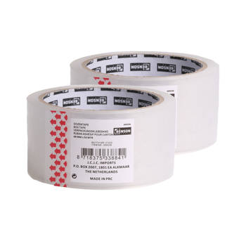 Benson Verpakkingstape - 2x - transparant - 48mm x 50m - verpakkingsbenodigdheden voor kantoor/thuis - Tape (klussen)