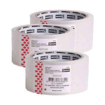Benson Verpakkingstape - 3x - transparant - 48mm x 50m - verpakkingsbenodigdheden voor kantoor/thuis - Tape (klussen)