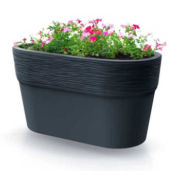 Prosperplast Plantenpot/bloempot Windsor - kunststof - antraciet - L28 x B15 x H15 cm - Plantenpotten