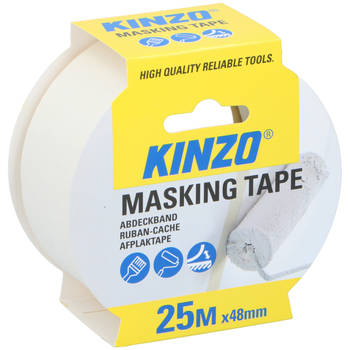 Kinzo Afplaktape/schilderstape - wit - 48mm x 25m - voor binnen/buiten - Tape (klussen)