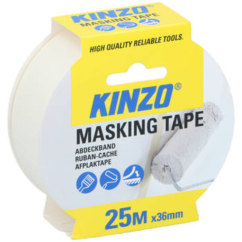 Kinzo Afplaktape/schilderstape - wit - 36mm x 25m - voor binnen/buiten - Tape (klussen)